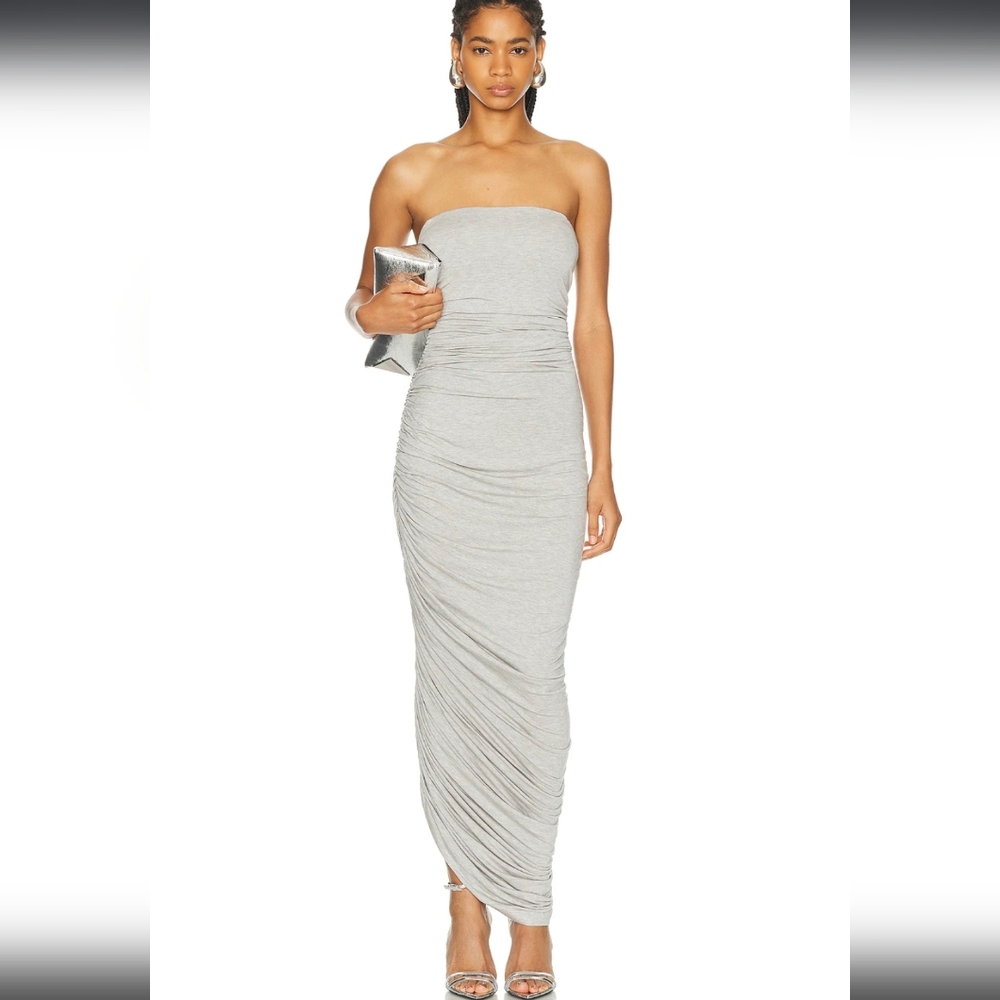 NWT Norma Kamali Strapless Diana Gown Gray Dress Women's Size M